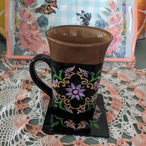 Hand Painted Ceramic Mug with Matching Coaster